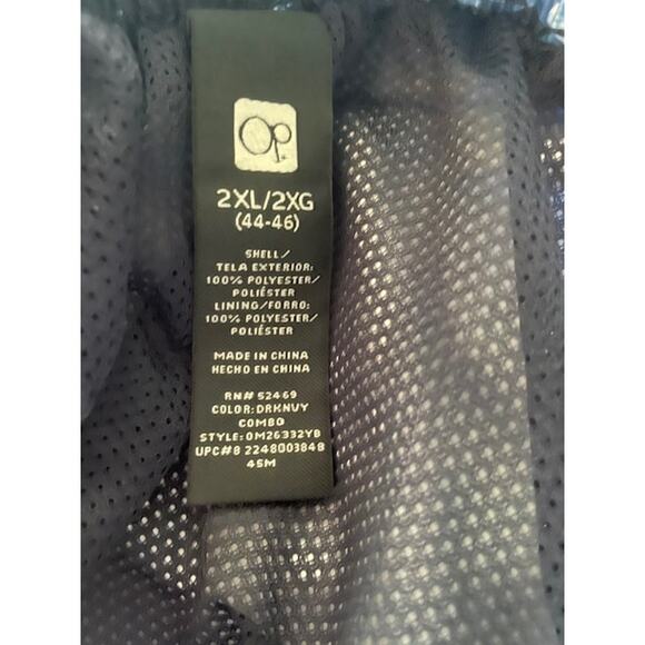 OP Men's Size 2XL Swim Surf Trunks Black w/ Blue Hawaiian Pattern‎ - Picture 3 of 3